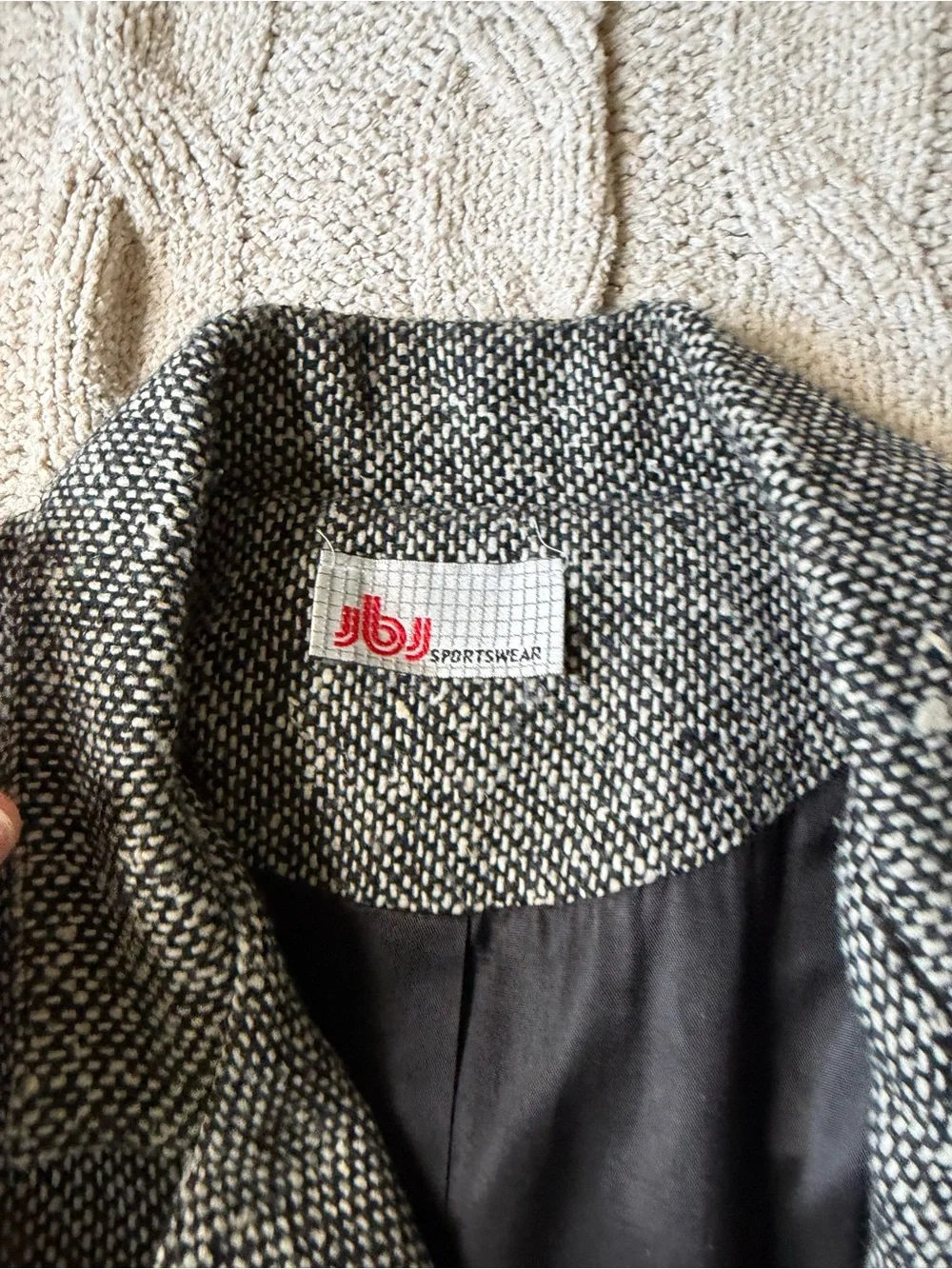 Men's Gray Tweed Sport Blazer - Textured Notch Lapel Jacket